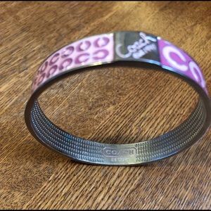 Coach silver and pink enamel bracelet
